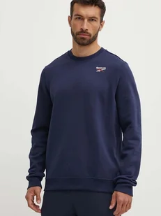 Bluza bez kaptura męska polarowa Reebok Identity Small Logo Fleece Crew 100202867 L Granatowa (1200143505496) - Bluzy męskie - miniaturka - grafika 1