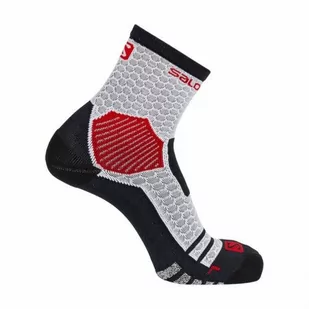 Skarpety Salomon NSO Long Run White / Racing Red - Skarpetki i podkolanówki sportowe - miniaturka - grafika 1