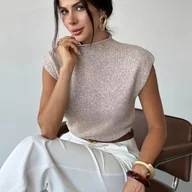 Swetry damskie - TEMU Elegancki damski sweter bez rﾄ冖awﾃｳw z wysokim dekoltem - szykowny brﾄ�zowy jednolity , luﾅｺny krﾃｳj, dﾅＶgi rﾄ冖aw, idealny na jesieﾅ�/zimﾄ�, do - miniaturka - grafika 1