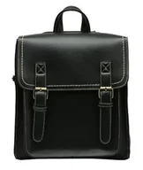 Torebki damskie - Plecak Damski Skórzany Tornister Torba Vintage 2W1 Czarny - miniaturka - grafika 1