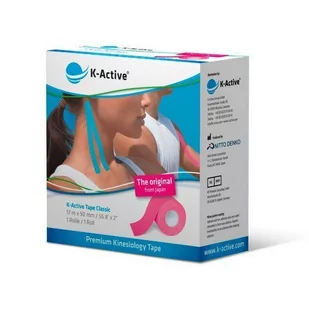 Kinesiology Tape K-Active kinesiotaping różowy 17m - Akcesoria do rehabilitacji - miniaturka - grafika 1