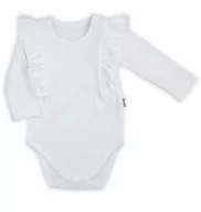 Body dla niemowląt - Body białe z ozdobnymi rękawkami - miniaturka - grafika 1