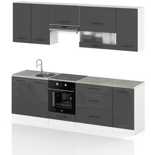 Meble Kuchenne Szare Nowoczesne Kuchnia Modułowa Marocco 2.6m Szary Połysk - Meble kuchenne - miniaturka - grafika 1