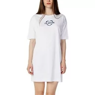 Sukienki - Love Moschino Damska sukienka z krótkim rękawem, komfortowa w dotyku, biała (Optical White), rozmiar 42, optical white, 42 - miniaturka - grafika 1