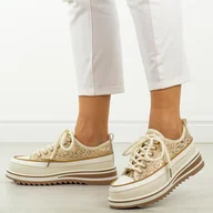 Półbuty damskie - Beżowe półbuty damskie S.Barski 101 - S.BARSKI - miniaturka - grafika 1