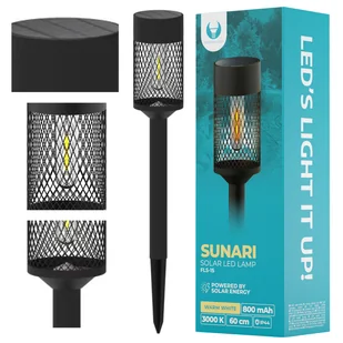 FOREVER LIGHT LAMPA SOLARNA LED SUNARI FLS-15 SŁUPEK STALOWY CZARNY - Lampy ogrodowe - miniaturka - grafika 1