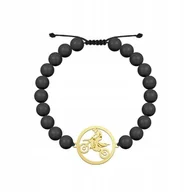 Bransolety męskie - Złota Bransoleta Motocross Męska Perły Prezent 925 GRAWER GRATIS - miniaturka - grafika 1