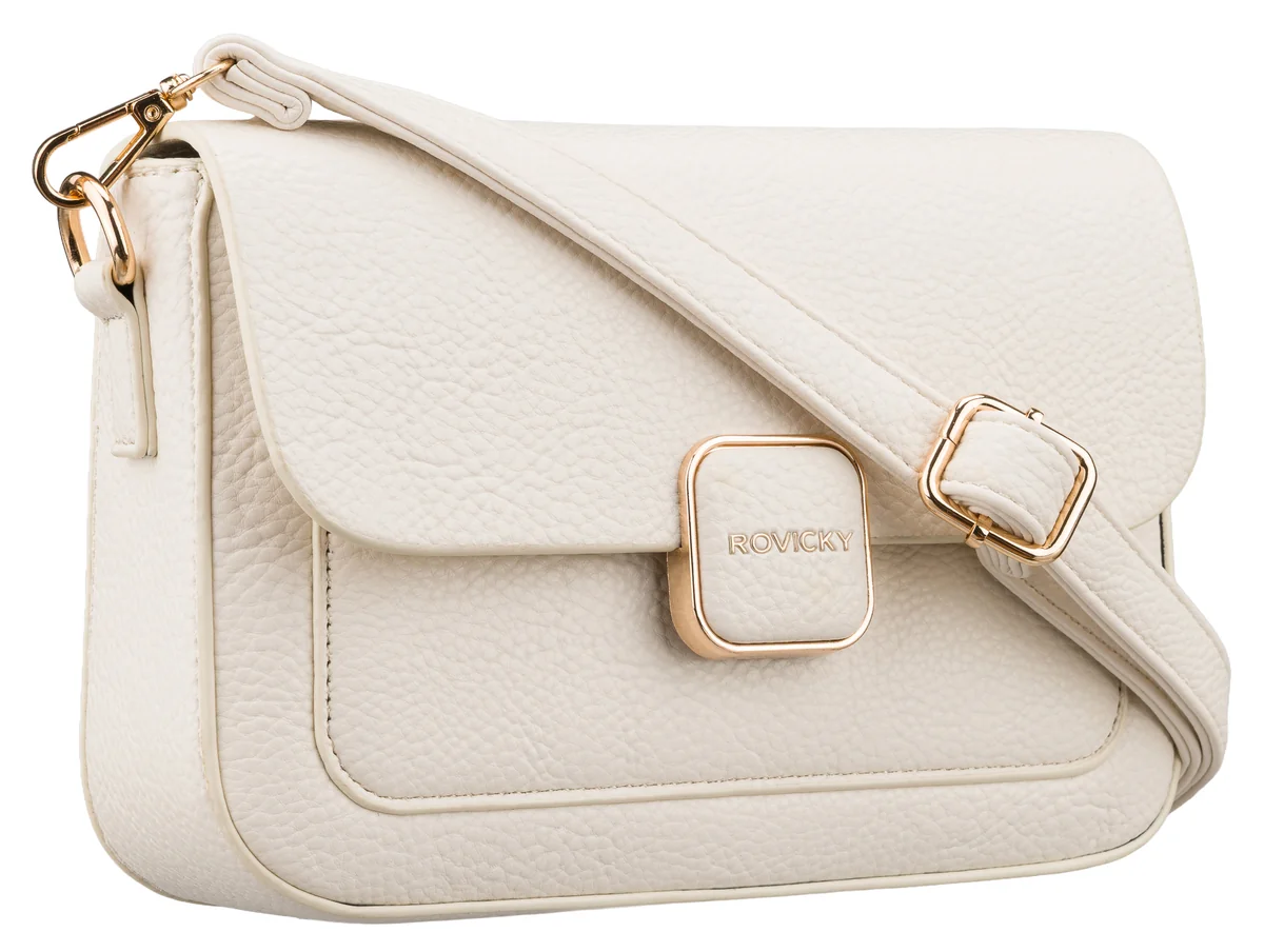 Torebka damska ROVICKY listonoszka beżowa crossbody mała z klapką miejska