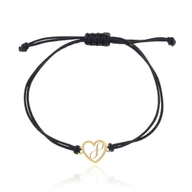 Bransoletki - Bransoletka sznurek czarny znak nieskończoności w sercu pr. 585 - miniaturka - grafika 1