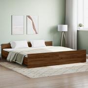 Łóżka - Rama łóżka z wezgłowiem i zanóżkiem, brązowy dąb, 180x200 cm Lumarko! - miniaturka - grafika 1