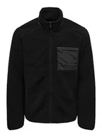Kurtki męskie - ONLY & SONS Onsdallas Sherpa kurtka męska OTW Vd polarowa, czarny, XXL - miniaturka - grafika 1