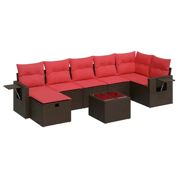 Zestaw wypoczynkowy z poly rattanem, brązowy, wymiary: 55 x 62 x 69 cm