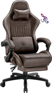 GTPLAYER Fotel gamingowy ACE PRO, ergonomiczny fotel biurowy z odchylanymi podłokietnikami i podnóżkiem, głośniki Hi-Fi, imponująca atmosfera dźwięku, jasnobrązowy - Fotele gamingowe - miniaturka - grafika 1