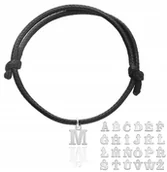 Bransoletki - Bransoletka sznurkowa czarna z literką literka M lub INNE SREBRO 925 - miniaturka - grafika 1