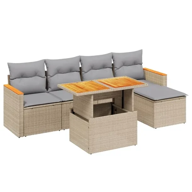 Zestaw mebli ogrodowych modułowych beżowy rattan PE, wymiary: 55x55x37 cm