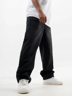 SPODNIE BAGGY JEANSOWE Męskie SZEROKIE Sprane Czarne Jigga Wear Korona XL - Spodnie męskie - miniaturka - grafika 1