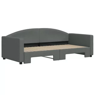 Sofa rozsuwana, ciemnoszara, 90x190 cm, tkanina Lumarko! - Łóżka - miniaturka - grafika 4