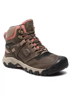 Kozaki damskie - Keen Trekkingi Ridge Flex Mid Wp W 1024921 Brązowy - grafika 1