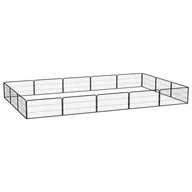 Sprzęt podróżny i transportery dla psów - vidaXL Kojec dla psa, 16 panele, czarny, 100x50 cm, stal - miniaturka - grafika 1
