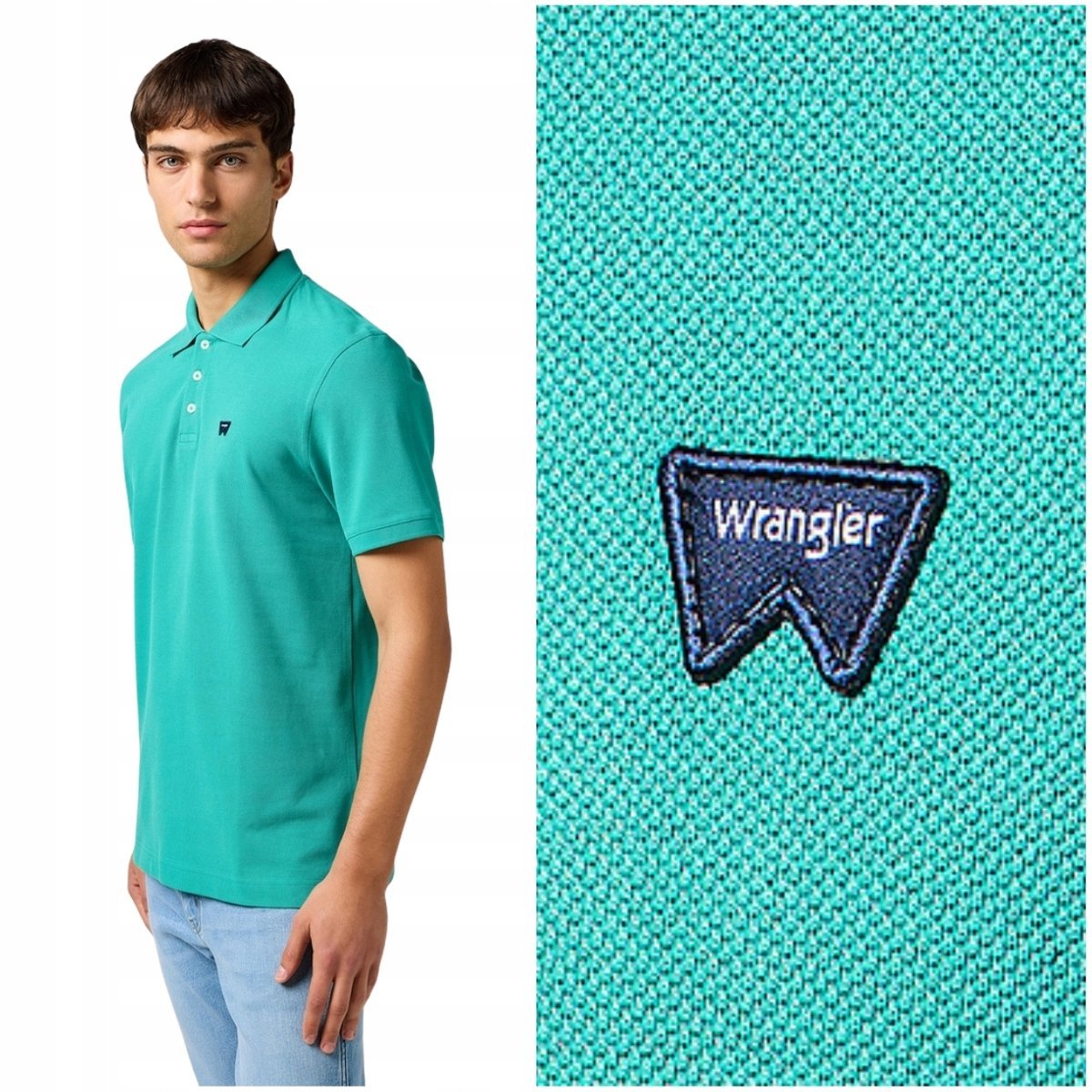 Wrangler POLO SHIRT Porcelain Green bawełniana polówka małe logo XXL