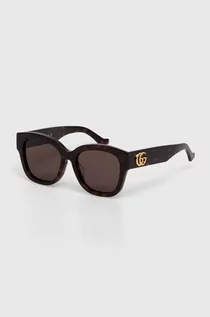 Okulary przeciwsłoneczne - Gucci okulary przeciwsłoneczne damskie kolor brązowy - grafika 1