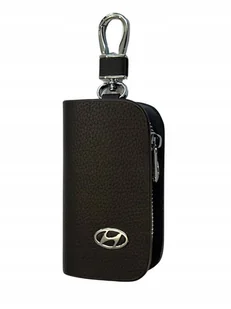 SKÓRZANE ETUI na klucze HYUNDAI logo KLUCZYK brelok ELEGANCKI brąz - Etui na klucze - miniaturka - grafika 1