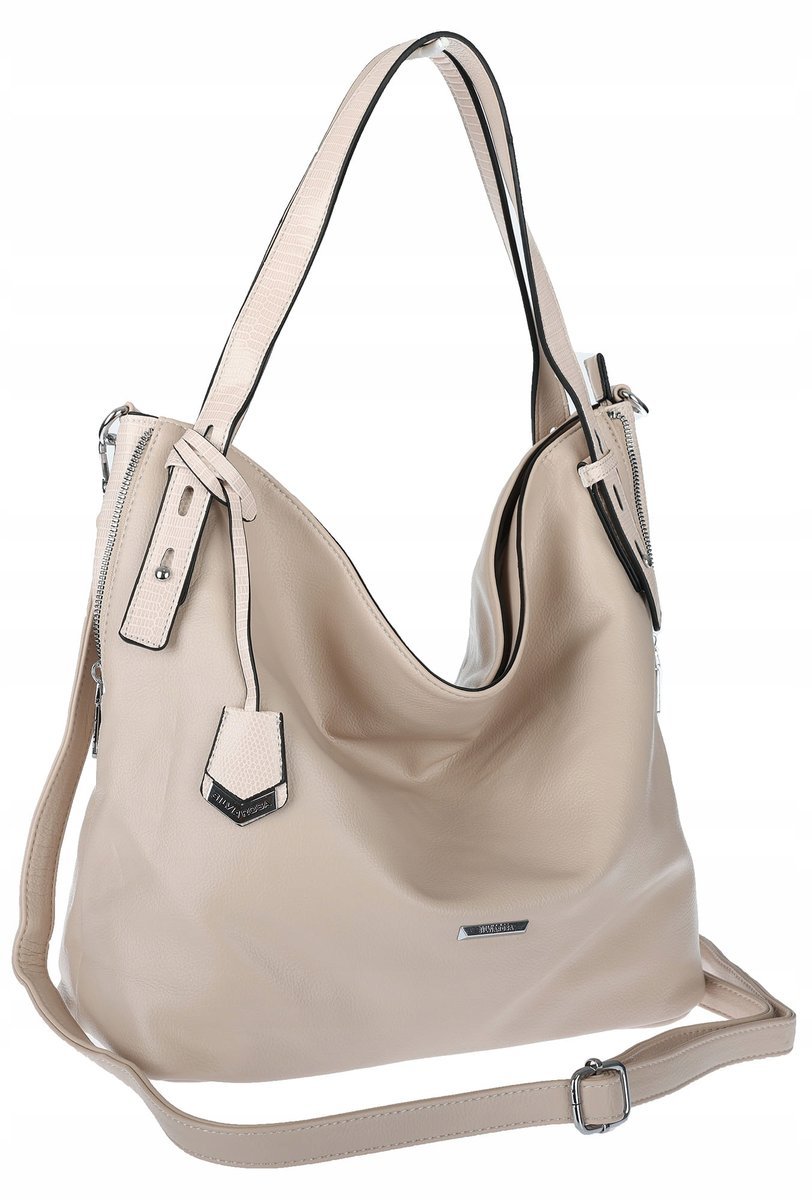 Torebka Damska Listonoszka Worek Shopper Torba na Ramię SR56 beżowa