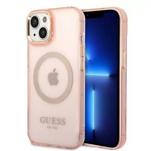 Guess GUHMP14SHTCMP iPhone 14 6,1" różowy/pink hard case Gold Outline Translucent MagSafe - Etui i futerały do telefonów - miniaturka - grafika 1