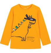 Moda i Uroda OUTLET - T-shirt z długim rękawem dla chłopca, z dinozaurem, żółty 2-8 lat - miniaturka - grafika 1