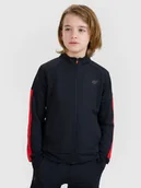 Bluzy dla chłopców - 4F Bluza sportowa rozpinana bez kaptura chłopięca - czarna 158/164 (12-14 lat) - miniaturka - grafika 1