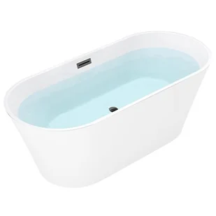 Wanna wolnostojąca biała przelew oraz korek czarny 160 cm Lizbona Hydrosan - Wanny - miniaturka - grafika 1
