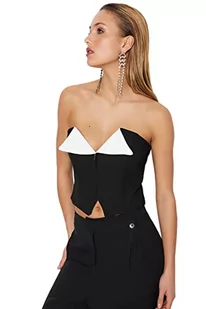 Trendyol Damski dopasowany biustonosz bez ramiączek z tkanym biustonoszem, Czarny, biały, 36 - Biustonosze - miniaturka - grafika 1