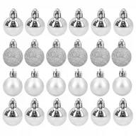 Bombki - Zestaw bombek srebrne plastikowe 24 szt na choinkę ozdoby bombki choinkowe - miniaturka - grafika 1