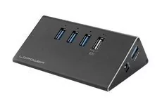 LC-Power HUB USB USB-Hub 3x USB 3.0 + 1xLadefunktion LC-HUB-ALU-2B-4 LC-HUB-2B-4 - Huby USB - miniaturka - grafika 1
