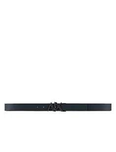 Armani Exchange Męskie dwukolorowe, pasek z logo Buckle, granatowy/Truffle, XS - Paski - miniaturka - grafika 1