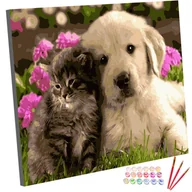 Malowanie po numerach - Zestaw do malowania po numerach, 40x50 cm, Pies i Kot - miniaturka - grafika 1