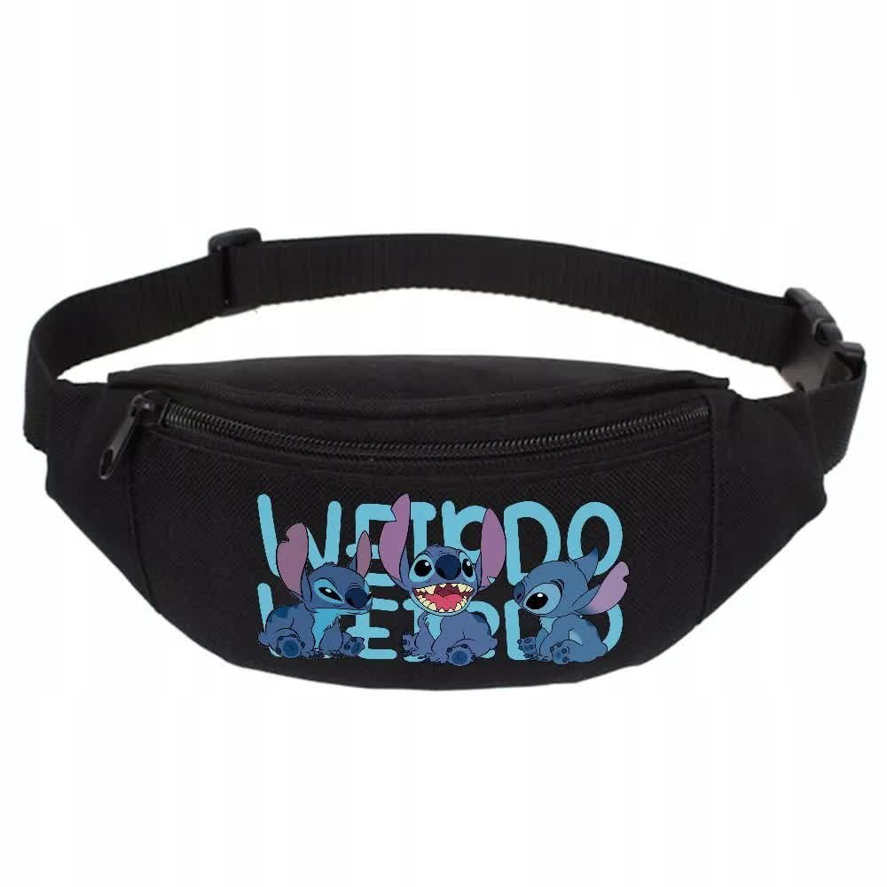 SPORTOWA NERKA CZARNA Biodrowa Na Prezent Urodziny STITCH Weirdo Wzory