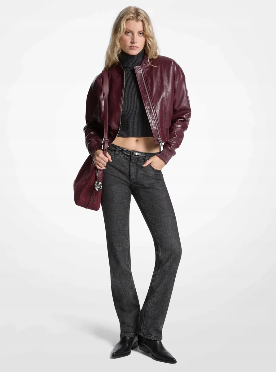 MICHAEL KORS KURTKA DAMSKA BOMBER NA ZAMEK Z WISKOZĄ CZERWONA XL QAA*