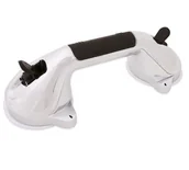 Półki łazienkowe - Wielofunkcyjny uchwyt łazienkowy ze wskaźnikiem i przyssawkami, chromowany - miniaturka - grafika 1