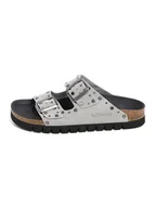 Klapki i japonki damskie - billowy Skórzane klapki w kolorze jasnoszarym - miniaturka - grafika 1