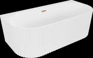 Wanny - Mexen Sella wanna wolnostojąca przyścienna ryflowana 170 x 80 cm, biała połysk, przelew miedź szczotkowana - 52711708000-65 - miniaturka - grafika 1