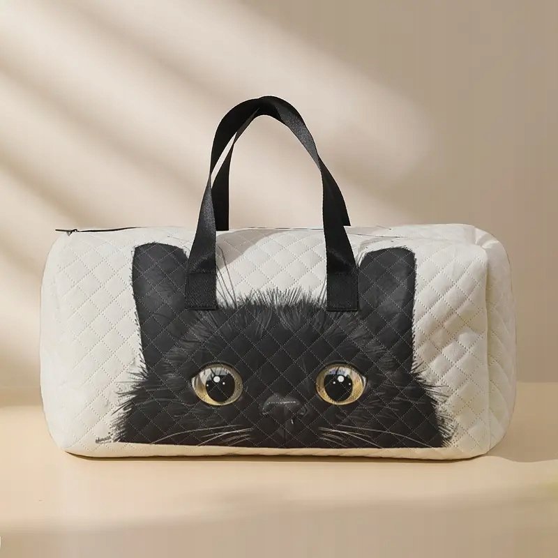 Torba podróżna sportowa POJEMNA do samolotu POP ART uroczy CZARNY KOT koty