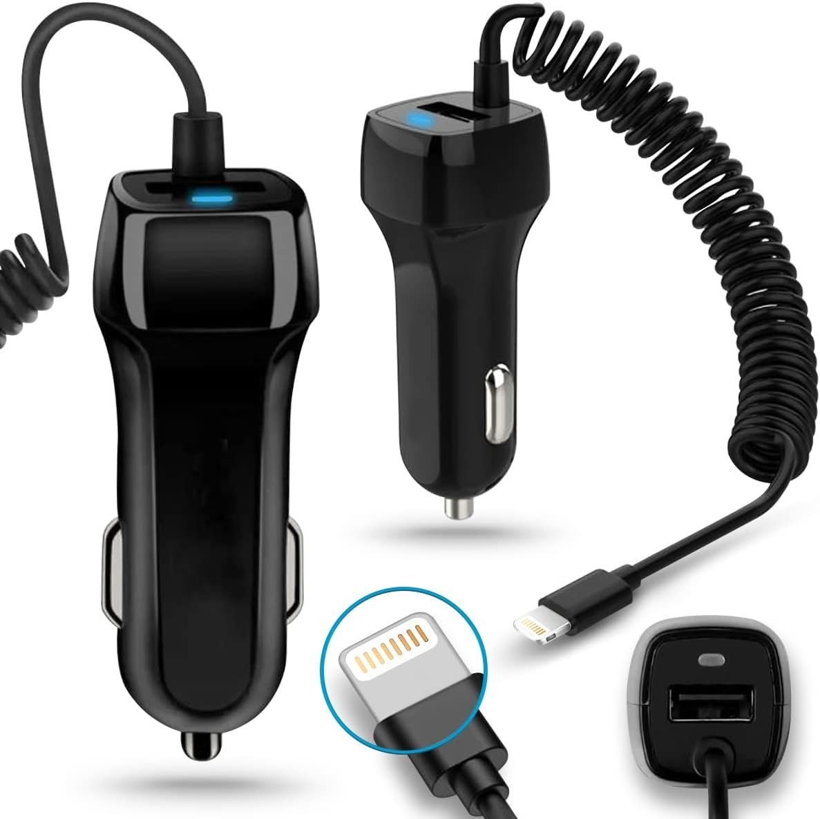 Ładowarka Samochodowa Do iPhone Nauci Kabel 8-Pin 3.1A Czarna