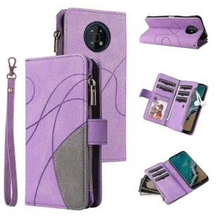 Wexary Kompatybilny z Nokia G50 5G Portfel Case z gniazdami na karty Pu Leather Zipper Flip Folio Cover Fioletowy - Portfele - miniaturka - grafika 1