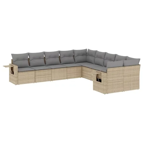 Zestaw mebli ogrodowych modułowych 8-elementowy beżowy, rattan PE
