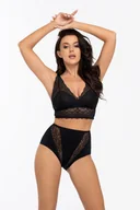 Komplety bielizny - Figi Damskie Z Wysokim Stanem I Koronką Babell Kod 174 Czarne  Xl - miniaturka - grafika 1