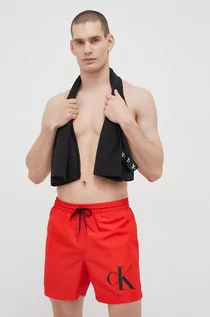Kąpielówki męskie - Calvin Klein szorty kąpielowe kolor czerwony - grafika 1