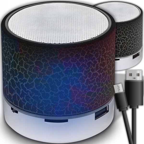 GŁOŚNIK BEZPRZEWODOWY MINI PRZENOŚNY BLUETOOTH USB SD ŚWIECĄCY LED CZARNY