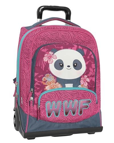 Franco Cosimo Panini WWF oficjalny plecak szkolny WWF, regulowany uchwyt, wyściełane i regulowane paski na ramię, koła Ø 90 mm, wymiany, wodoodporny wstępnie uformowany spód, 36 x 47 x 23 cm, magenta,