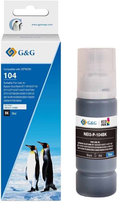 Tusz G&G EcoTank* Tusze kompatybilne z Epson 104/ C13T00P140